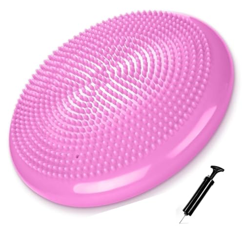Tuokay, Coussin D'équilibre de 33CM, Coussin Gonflable pour Entraînement de Base, Dos, Abdomen, Jambes, Fitness, Pilates, Rééducation (Rose)