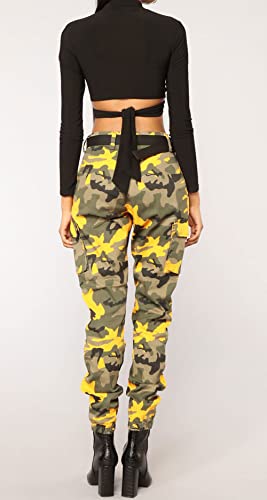 CHARTOU Women Camouflage Joggers Long Pants Mid Waist Camo Cargo Pants Workout Slacks Lounge Pants4