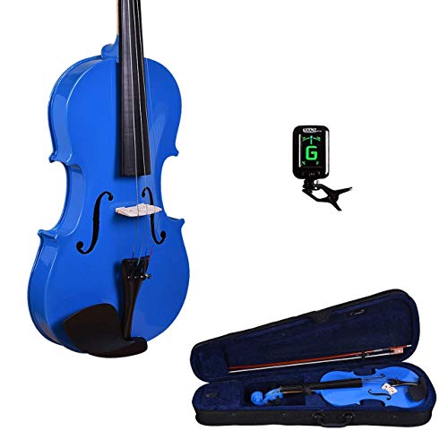 Image of Kadence V001BL-C Vivaldi Violin | 4 /4 Full Size with Basswood Body & Brazilwood Bow | Includes Lightweight Hard Case, Bow, Rosin, Tuner & Learning Course | Blue