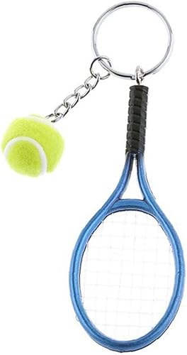 1 llavero de raqueta de tenis, bonito llavero deportivo para coche, colorido colgante de pelota de tenis, gran regalo para los amantes del deporte, azul inteligente