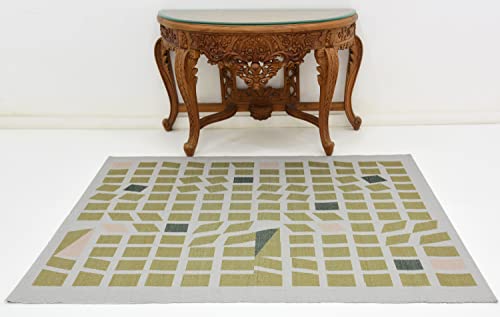 Image of Printed Rug Soft Floor Carpets with Anti Slip Backing for Living Room | Bedroom | Kids Room (Grey Green, 5x7 Feet)