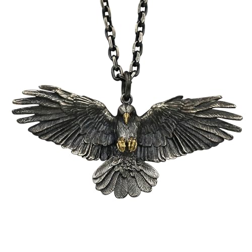 HETICA Eagle Necklace for Women Men, Retro Black Eagle Animal Pendant Necklace Fashion Jewelry Gifts for Men Women