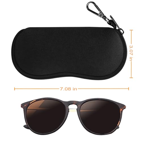 Image of FINTIE Glasses Case with Carabiner, Ultralight Neoprene Sunglasses Pouch | Soft Eyeglasses Case, Portable Metal Clip, Eyewear Storage, Zipper Closure, For Men And Women Travel