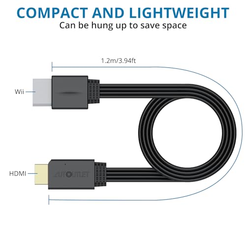 Image of AUTOUTLET Wii to HDMI Converter Cable, 4FT /120cm WII to HDMI Converter with Built-in HDMI Male Output, Plug and Play Wii HDMI Adapter Compatible with Nintendo Wii, Wii U, HDTV, Monitor, Projector