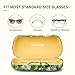 molshine Hard Shell Sunglasses Case, Classic Large Glasses Case for Sunglass, Eyeglasses with Cleaning Cloth (Yellow Daisy)