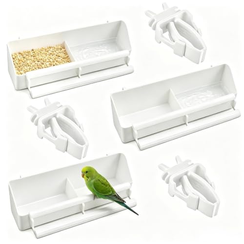 3 Piezas Comedero Pajaros, Comedero para Pájaros con 2 Compartimentos para Pájaros Pequeños, Comedero de Comida para Pájaros Dispensador, con 3 Piezas Comederos para Pájaros Pequeños