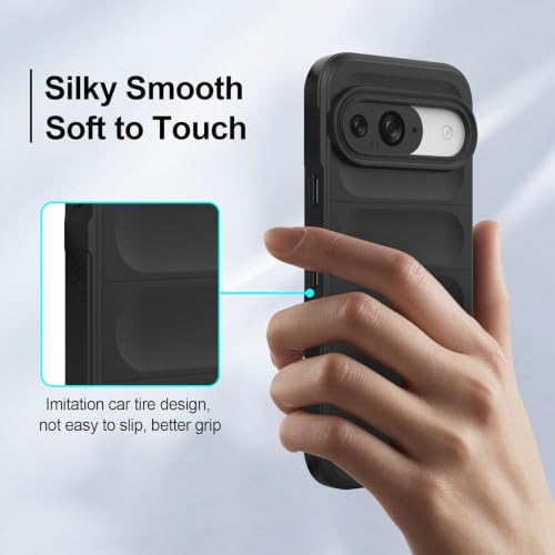 Image of ShieldTech AirGuard Series Back Cover Case for Google Pixel 9 Pro | Microfiber Lining | Airbag Cushion Drop Protection | Shockproof Silicone Cover Case | Anti Slip Grip - Black for Google Pixel 9 Pro