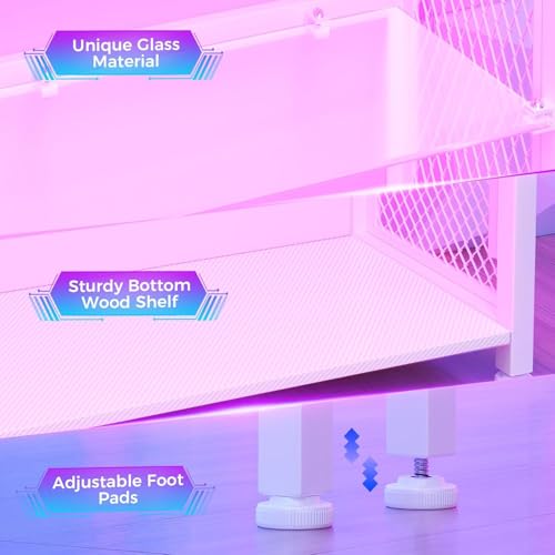 Image of AODK 2-Pack Display Cabinet with RGB LED Lights & Glass Shelf