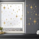Star Wall Decals - 116 Pcs Peel and Stick Window Clings Glitter Stars Wall Stickers for Girls Room, Bedroom, Living Room Decor