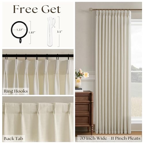 Image of Extra Wide 70 Inch Width Pinch Pleated Curtains 90 Inch Length