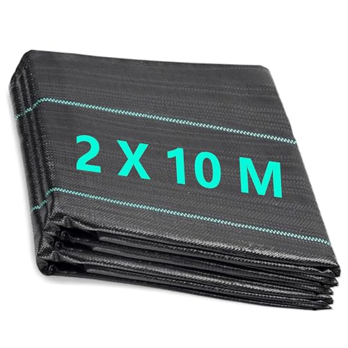 Aoriyar Weed Control Membrane 2M x 10M Heavy Duty Weed Control Fabric, UV Stabilised Weed Barrier Mat Breathable Landscape Weed Barrier Ground Cover for Garden, Patios, Raised Bed, Walkways