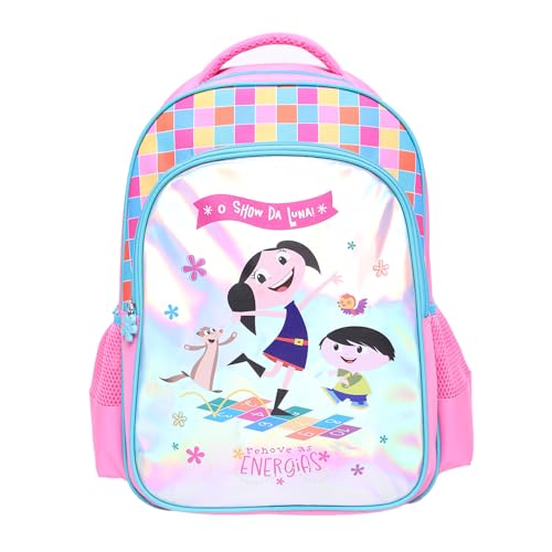 YINS KIDS Mochila Infantil O Show da Luna, Poliéster, Estampa Granulado Colorido, Tema Amarelinha, 45x33x16cm, 20L, para Escola, 5 a 12 Anos