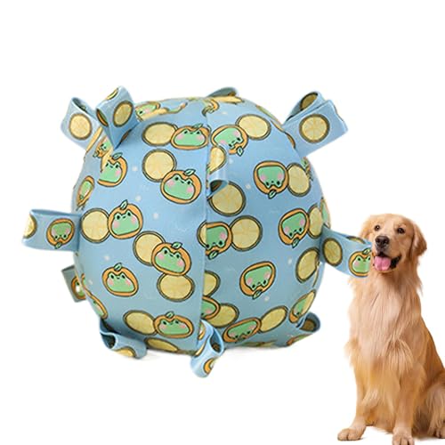 Samuliy Juguete de pelota de fútbol para perros con correas, juguete chirriante para perros, juguetes masticables para perros con correas, juguetes interactivos para perros pequeños y medianos,