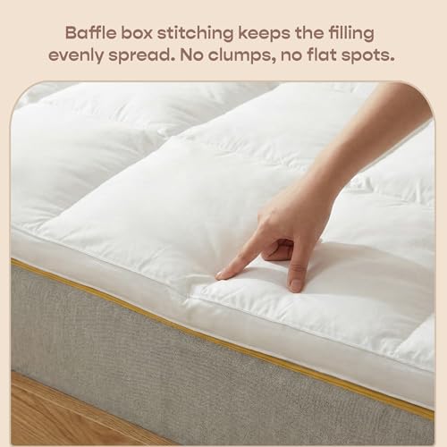 Image of SleepyCat Cotton Microfiber Soft Mattress Topper | Baffle Box Quilting 2 Inch Thickness & Breathable Fill Pefect for All Sleepers (King, 75X72 Incheswhite)