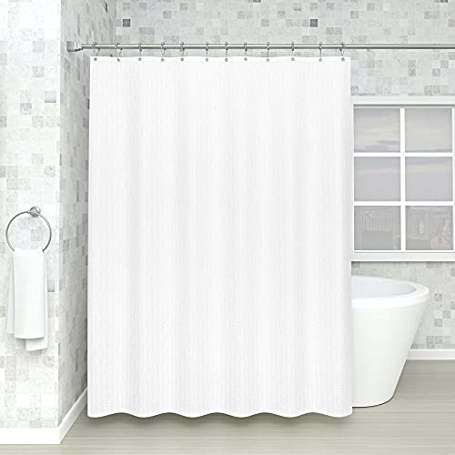 Pretty House Waterproof Fabric Shower Curtain Liner, Laminated Shower Curtain Liner With Weighted Magnets & Reinforced Hem, Bathroom Waterproof Curtains For Home/Hotel (White, 70 X 72 Inches) #TOP1