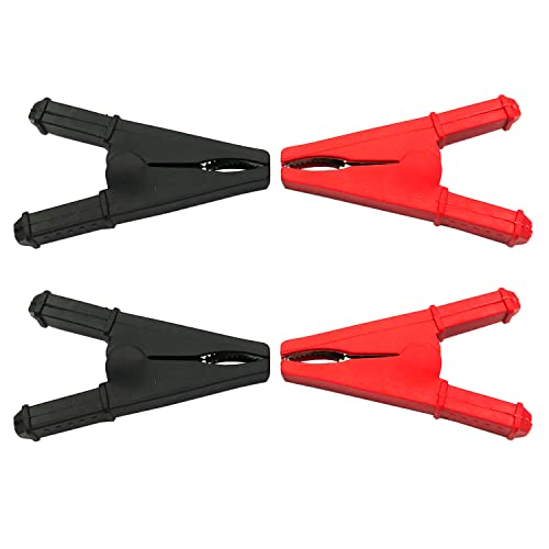 FainWan 2Pairs Full Insulation Car Battery Test Lead, 30A Protecting Alligator Clips Crocodile Clamps (Black+Red)