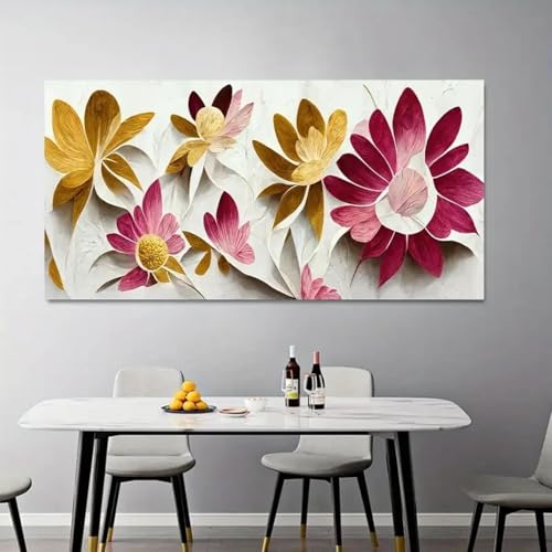 Décoration murale moderne avec tableau de fleurs transversale - 4