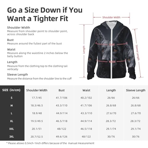 UPF 50+ Sun Protection Hoodie Rash Guard Long Sleeve Sun Shirt black german shepherd UV Shirt Full Zip Jacket2