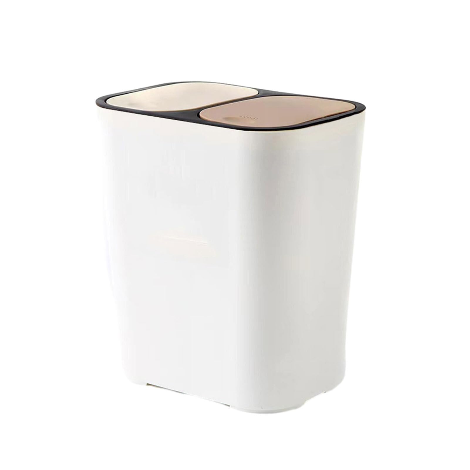 BOKIOESDE Innovative Dual Compartment Sorting Trash Bin For Household Recycling Lightweight Plastic Waste Bins Trash Can Versatile, White, 29X21X33CM