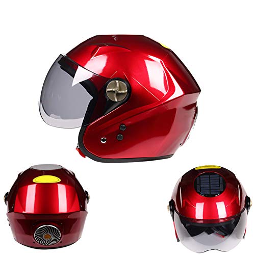 Motorradhelm Sommer Jethelme Mit Lüfter Harley Helm Mit Bluetooth Kopfhörer Solarladung Scooter Elektroauto Sicherheit Jet-Helm ABS-Material