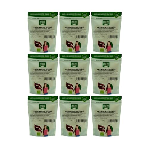 NaturGreen - Arándano Rojo Deshidratado, Fruta Deshidratada, Frutos Rojos, 125 g, Pack 12 unidades