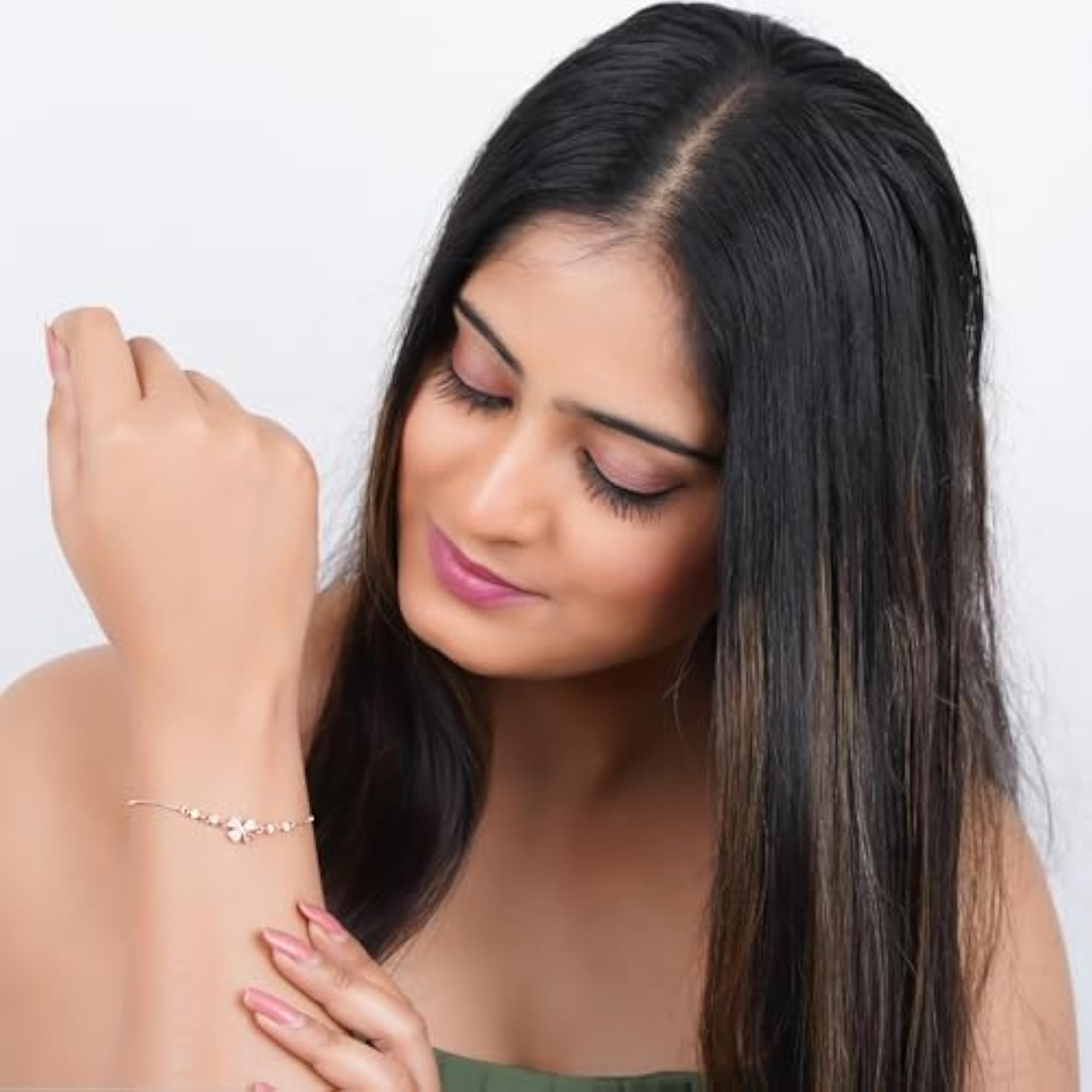 Rose Gold Leafy Charm Bracelet, Elegant Design