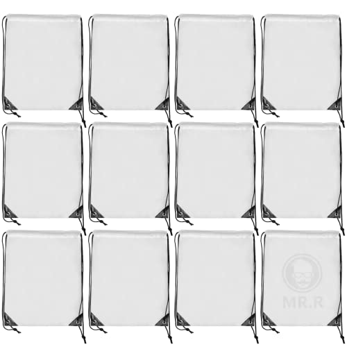MR.R 13x17 inch 12 Pieces Sublimation Blanks Reusable Polyester Drawstring Backpack Bags, White Storage Bags with Drawstrings for Heat Transfer Printing