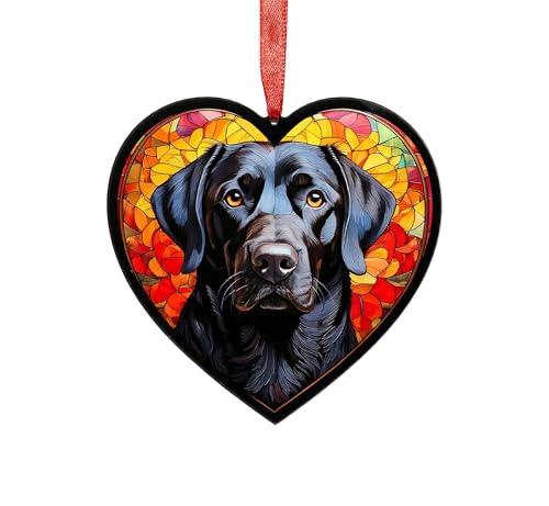 Black Labrador Heart Suncatcher - Memorial or Gift for Dog Lovers - 19cm