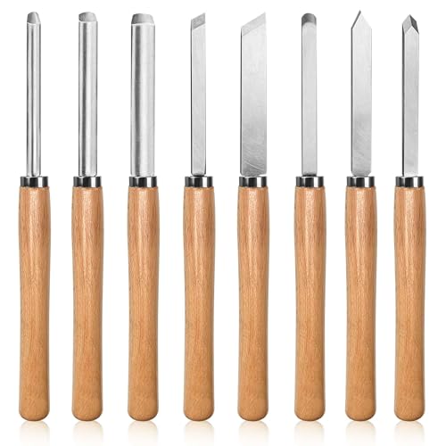 Viganoc Manganese Steel Wood Turning Tool Set 8 Pieces with Hardwood Handles