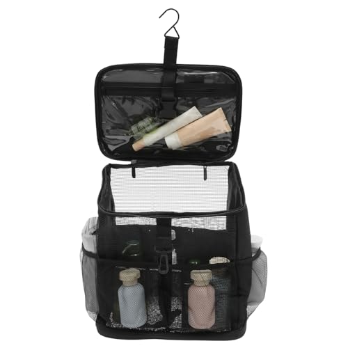 Neceser para colgar, bolsa de lavado grande, bolsa de viaje, bolsa de cosméticos portátil con cremallera de dos vías, para dormitorio, gimnasio, viajes, camping, baño, Negro , 1
