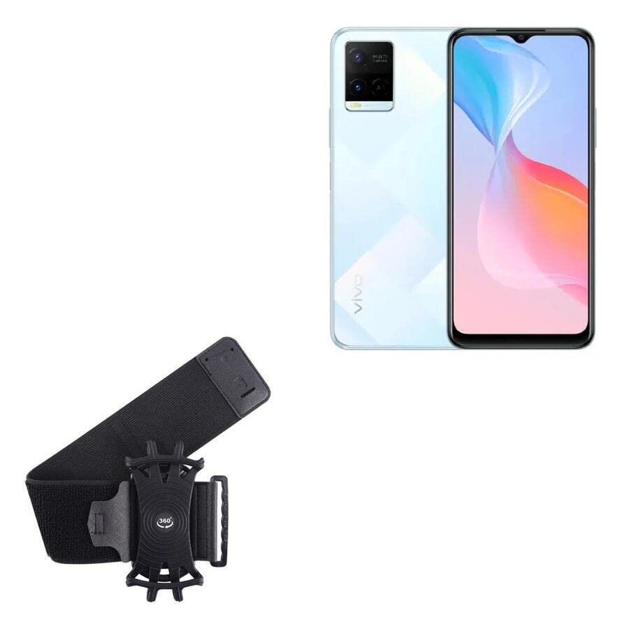 BoxWave Holster Compatible with vivo Y21s - ActiveStretch Sport Armband, Adjustable Armband for Workout and Running - Jet Black