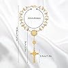 TIESOME 2Pcs Car Rosary, Rearview Mirror Auto Rosary Car Cross Blessing Catholic Medal for Truck Bike Motorcycle Car Mirror Hanging Accessories Decor (Gold) #4