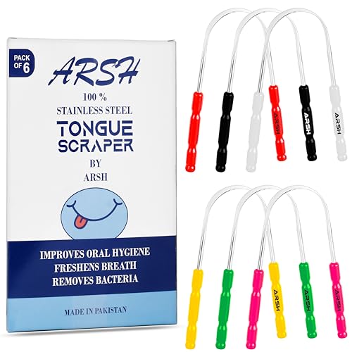 Arsh Tongue Scraper for Adults & Kids stainless steel Tongue Cleaner for Oral Care & Hygiene tongue cleaner for men and women Tongue scrubber for reduce bad breath Tongue Cleaners (MULTI)