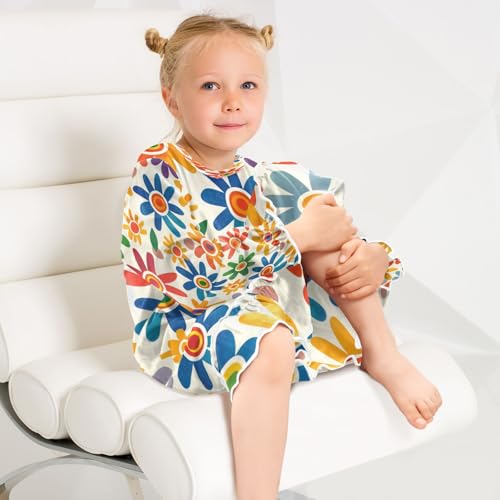 Bolaz Nightgowns Sleepwear Lightweight Nightdress Soft Pajamas Dress Green Red Flower for 3-10 Years4