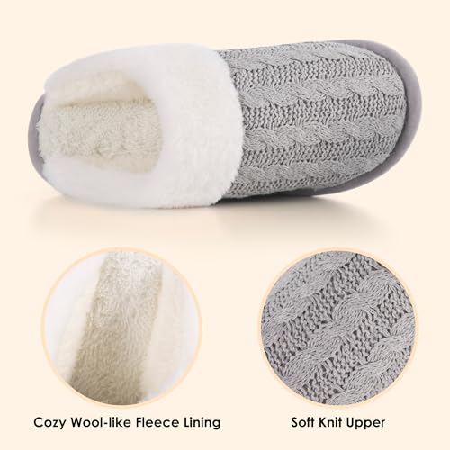 Image of Winter Fuzzy Slippers for Women,Cozy Memory Foam House Shoes Soft Cable Knit Non-Slip indoor Slippers