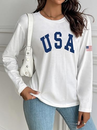 LovelyWholesale Long Sleeve Graphic Tee for Women Casual Crew Neck T Shirt2