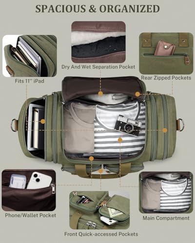 Image of Gonex Duffle Bag for Travel, Expandable 60L Overnight Weekender Gym Bag