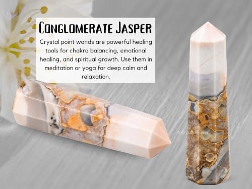 Image of Crystal Heaven Certified Conglomerate Jasper Crystal Tower Obelisk Point For Chakra, Healing & Balancing-Aaa Grade Original Certified Gemstone Agate For Reiki Meditation Yoga Spiritual (3-4 Inches)