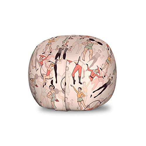 Ambesonne Circus Storage Toy Bag Chair, Acrobat Actor Artist Gymnast Harlequin Masculine Feminine Clown Characters of Circus, Stuffed Animal Organizer Washable Bag, Small Size, Multicolor