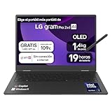 LG gram 16T90TP-K.AD88B Ordenador Portátil Convertible 16 Pulgadas Intel Core Ultra7 255H, 32 GB RAM, 1TB SSD, Panel OLED multitáctil, WQXGA+, 1.399 g, 19 Horas, Windows 11 Home, Teclado QWERTY