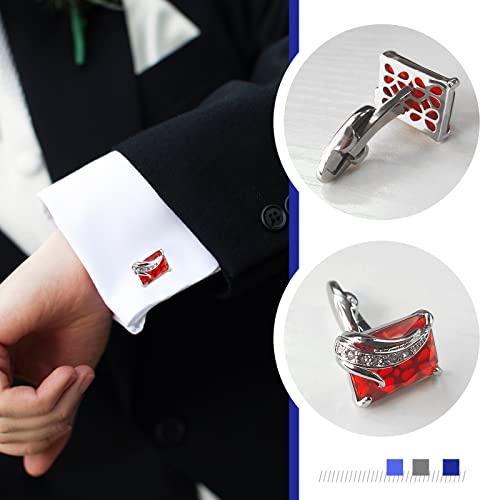 Par de mancuernas clásicas con cristal rojo para camisa miniatura 2