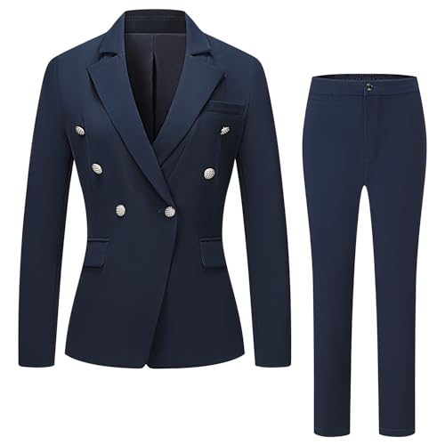 V VOCNI Womens Suits 2 Piece Set Double Breasted Business Office Blazer Work Pants Set Dressy Casual Workwear Outfits2