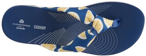 Image of Clarks Women's Arla Glison Flip Flop, Blue Print, 8.5 UK