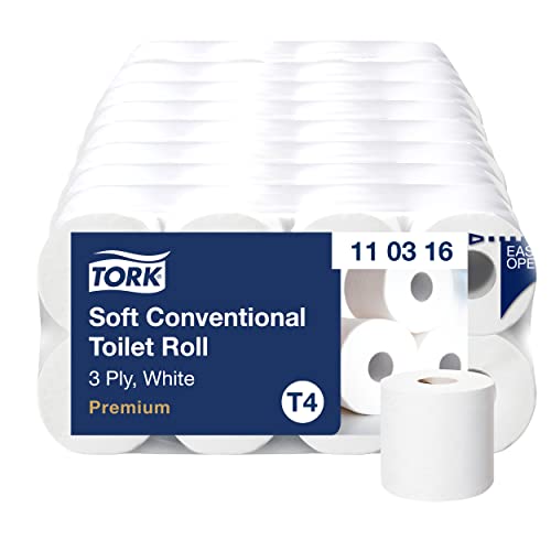 Tork 110316 Premium Rotoli Carta Igienica Tradizionale Soft, 3 Veli, Compatibile Con Sistema T4, 1 X 8 Rotoli A Confezione (Cad 72 X 250 Strappi), Bia
