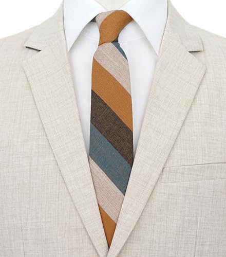 Image of BELLUNO Men's 2.5 inch Skinny Solid Cotton Linen Ties