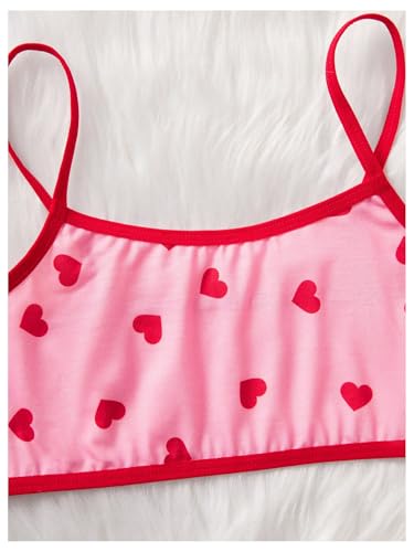 Verdusa Girl's 5 Pack Training Bras Cute Graphic Scoop Neck Spaghetti Strap Wireless Bralettes4