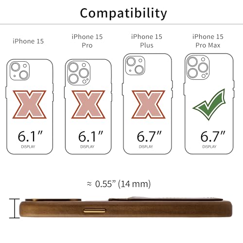 Portefeuille cuir véritable iPhone 15 Pro Max avec plaque magnétique - 2