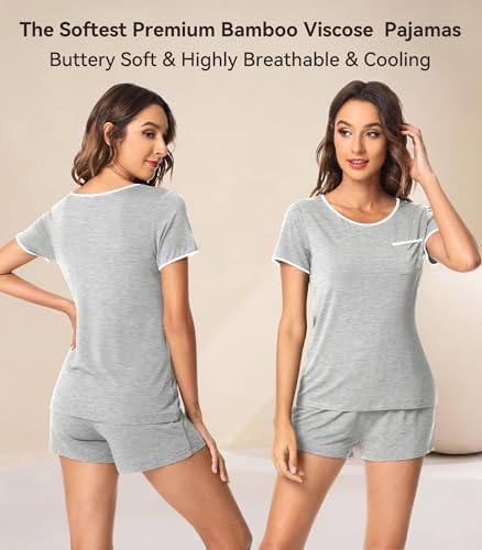 Image of WiWi Viscose from Bamboo Pajamas Set for Women Super Soft Short Sleeve Cooling Summer Plus Size Pjs Sets Sleepwear S-4X