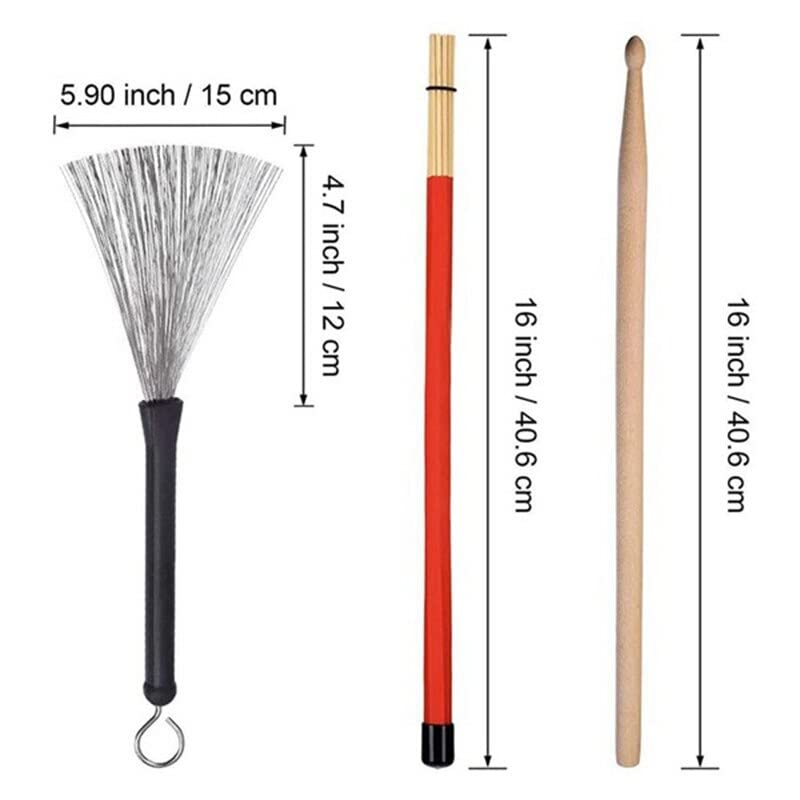 Par de baquetas para batería 5A de color negro, material plástico miniatura 2