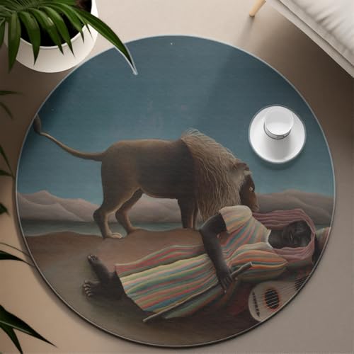 Tapis de sol lavable machine rond 100cm antidérapant Desert Moon Serenade